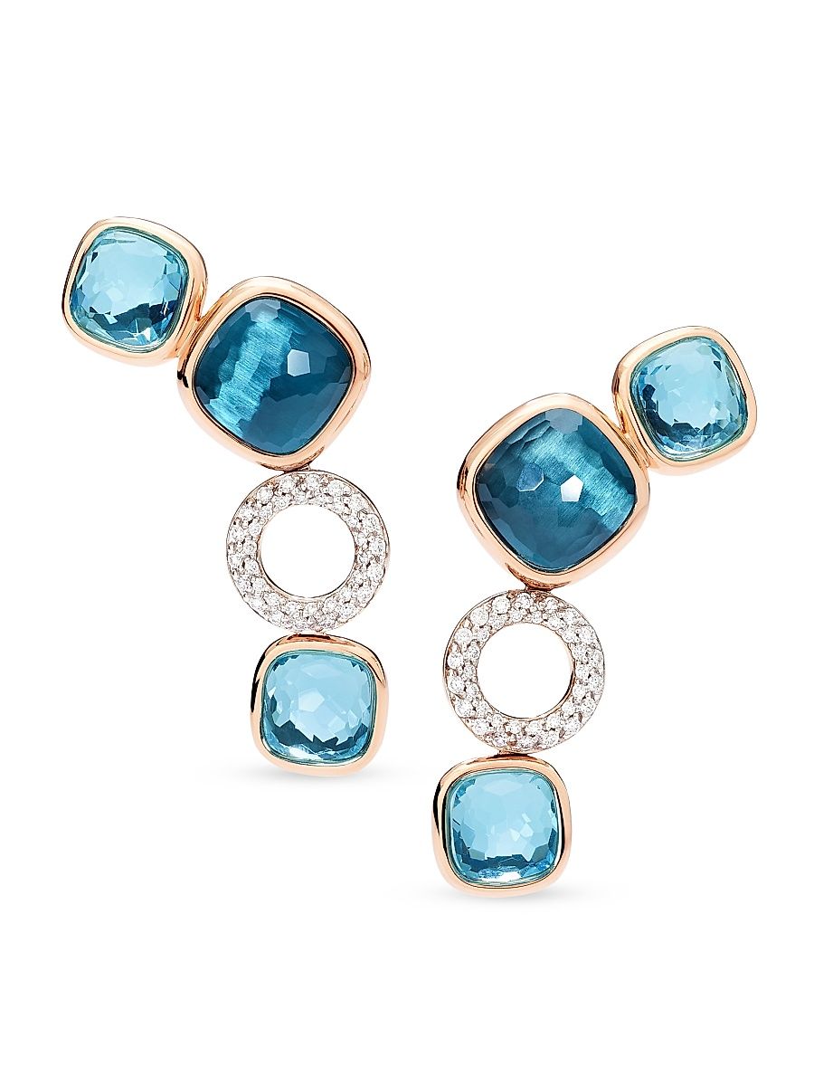 Women's Nudo Two-Tone 18K Gold & Multi-Stone Ear Climbers - Rose Gold