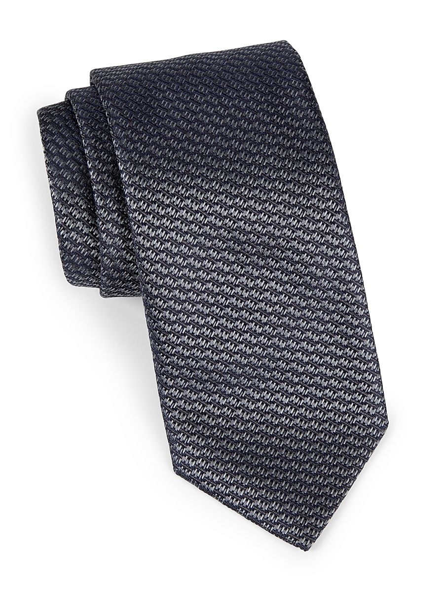 Men's Neat Geometric Silk Tie - Dark Grey