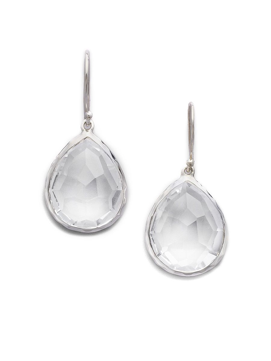Women's Rock Candy Small Sterling Silver & Clear Quartz Teardrop Earrings - Silver