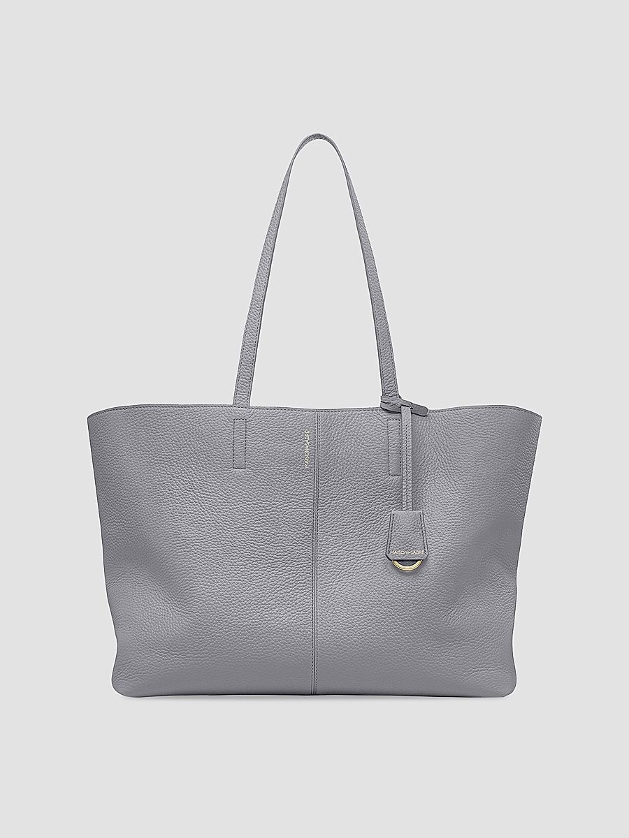 Maison de Sabre Women's Large Leather Snap Soft Tote Bag - Dove Grey