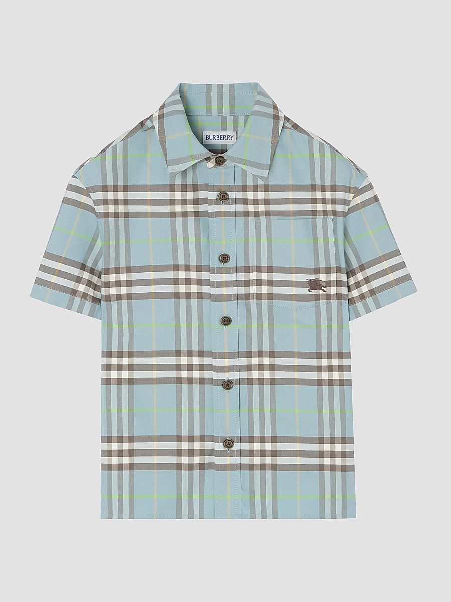 Baby Boy's, Little Boy's & Boy's Check Cotton Oxford Shirt - Misty Blue - Size 8