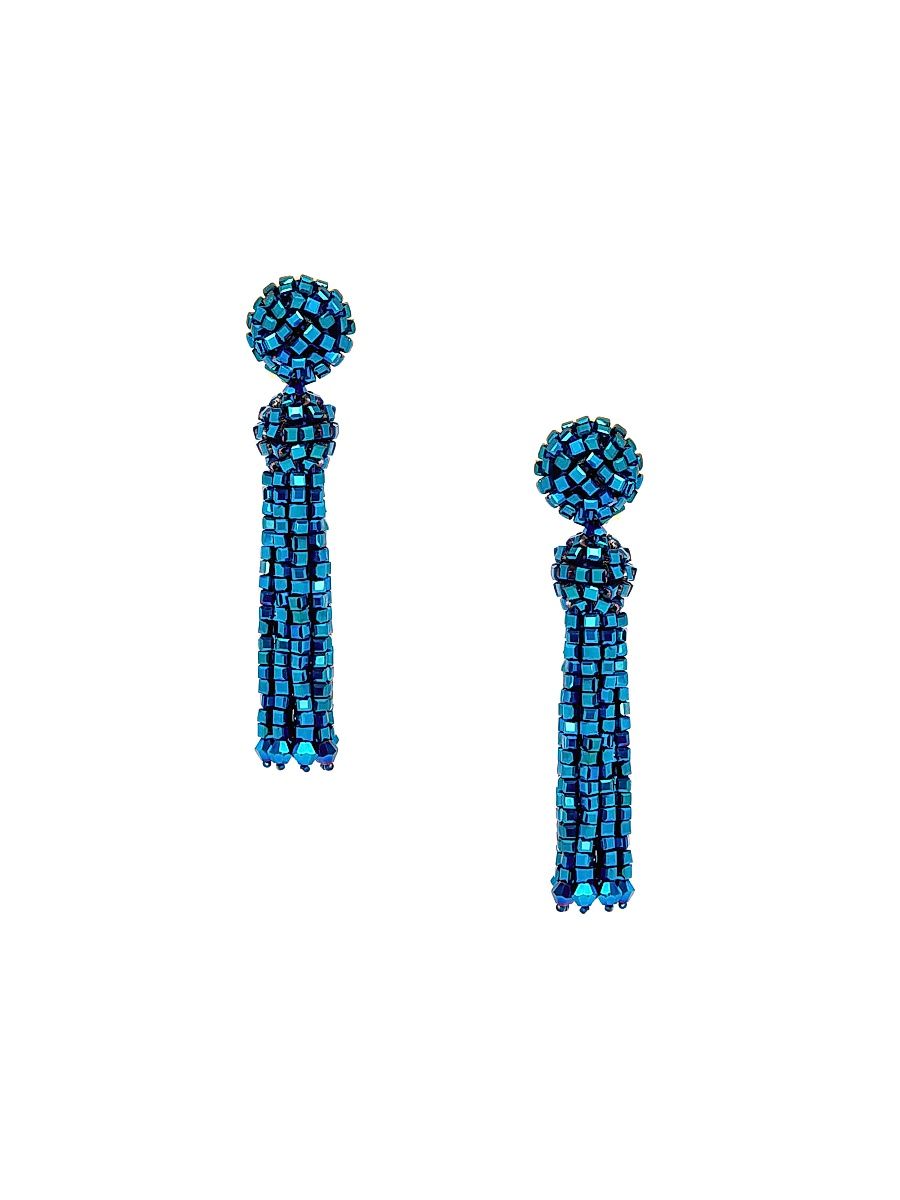 Women's 24K-Gold-Plated Brass & Glass Fringe Tassel Earrings - Royal Blue