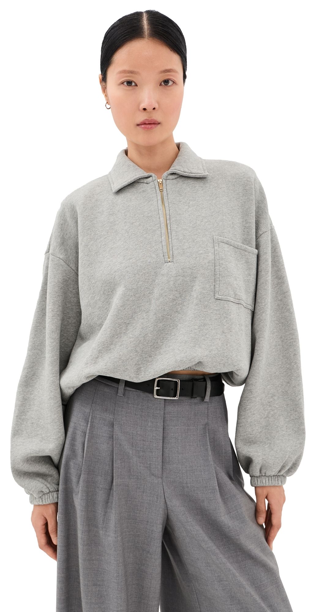 DARKPARK Alva Cropped Sweatshirt Grey Melange XS