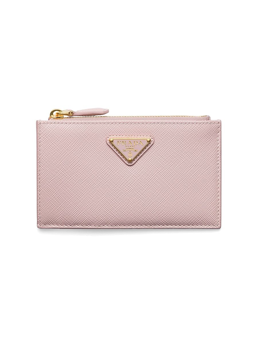 Women's Printed Saffiano Leather Card Holder - Pink Gold