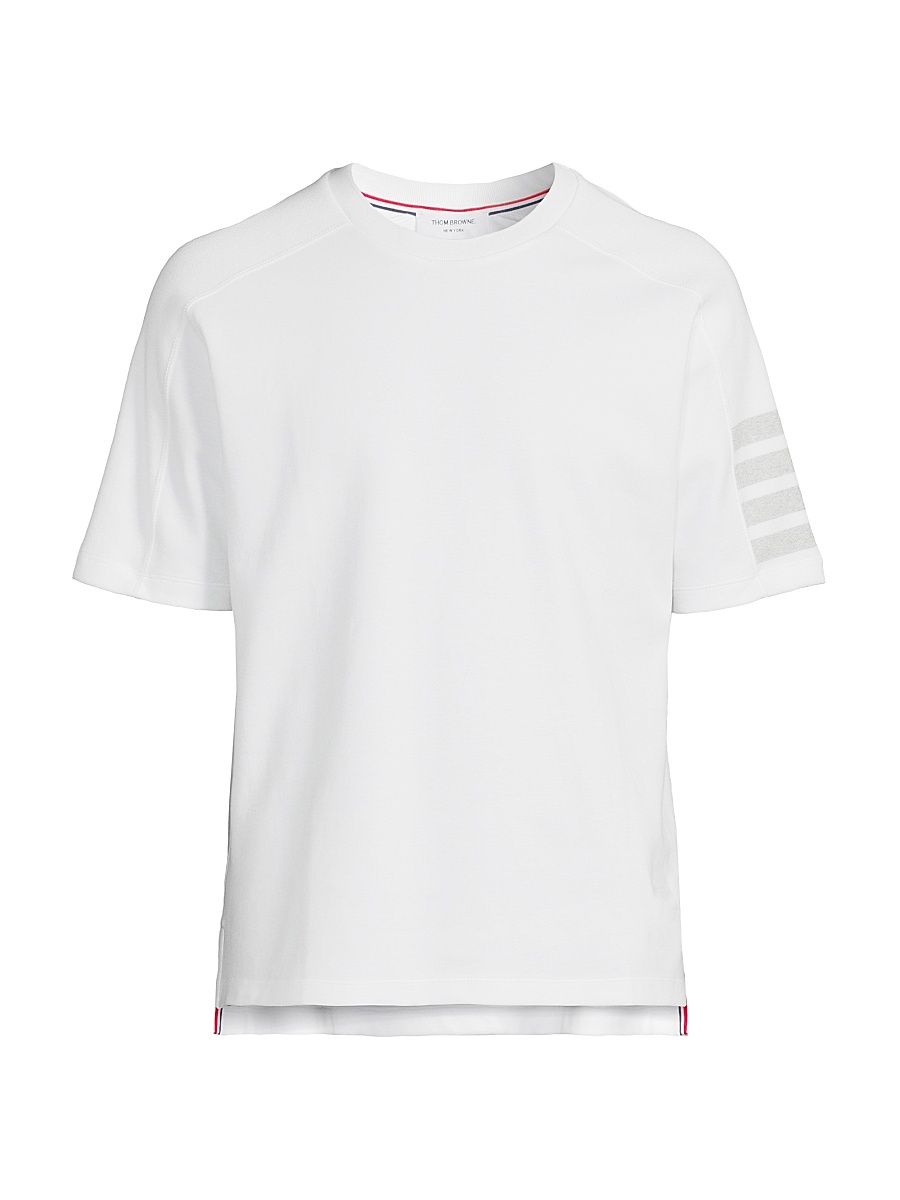 Men's Cotton 4-Bar Stripe T-Shirt - White - Size XXL