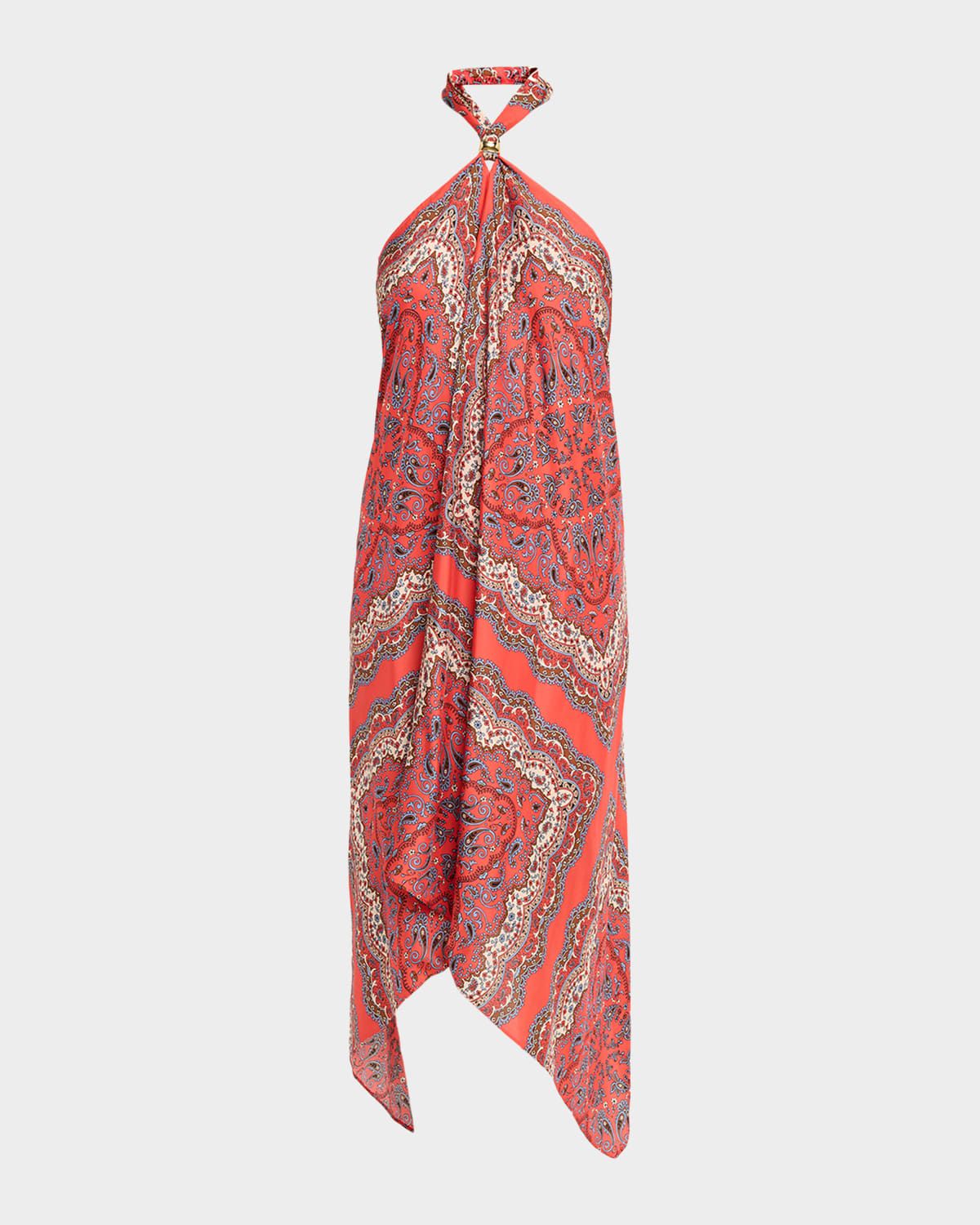 Twist Printed Silk Scarf Dress
