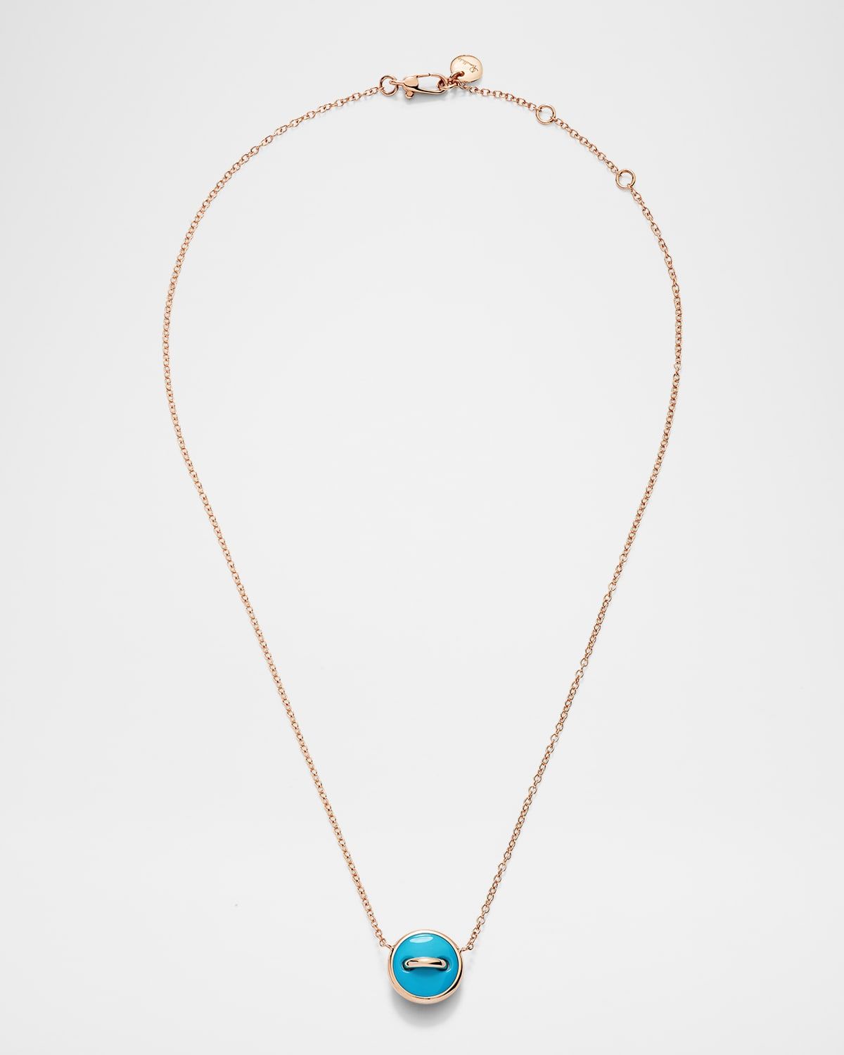 Pom Pom Dot 18K Rose Gold Turquoise and Diamond Reversible Necklace