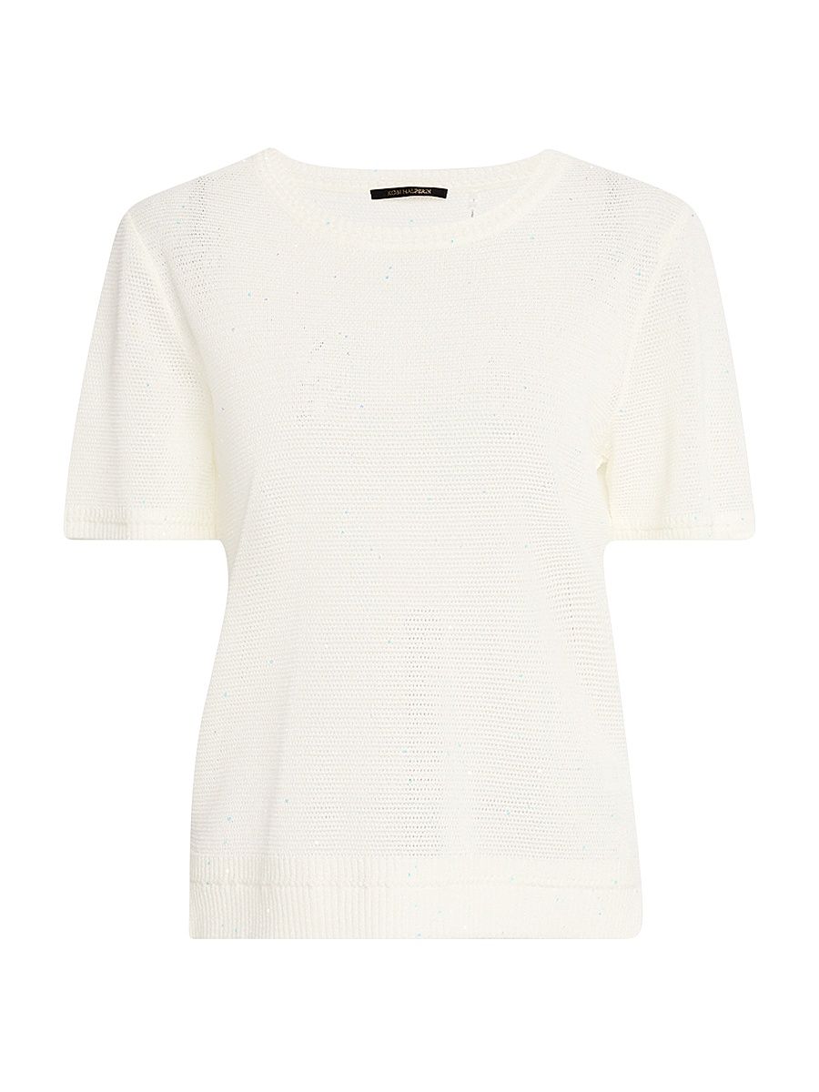 Women's Noa Embellished Space-Dye Top - White - Size Small