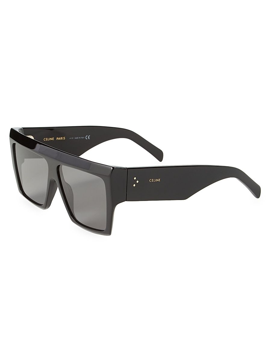 60MM Flat-Top Square Sunglasses - Black
