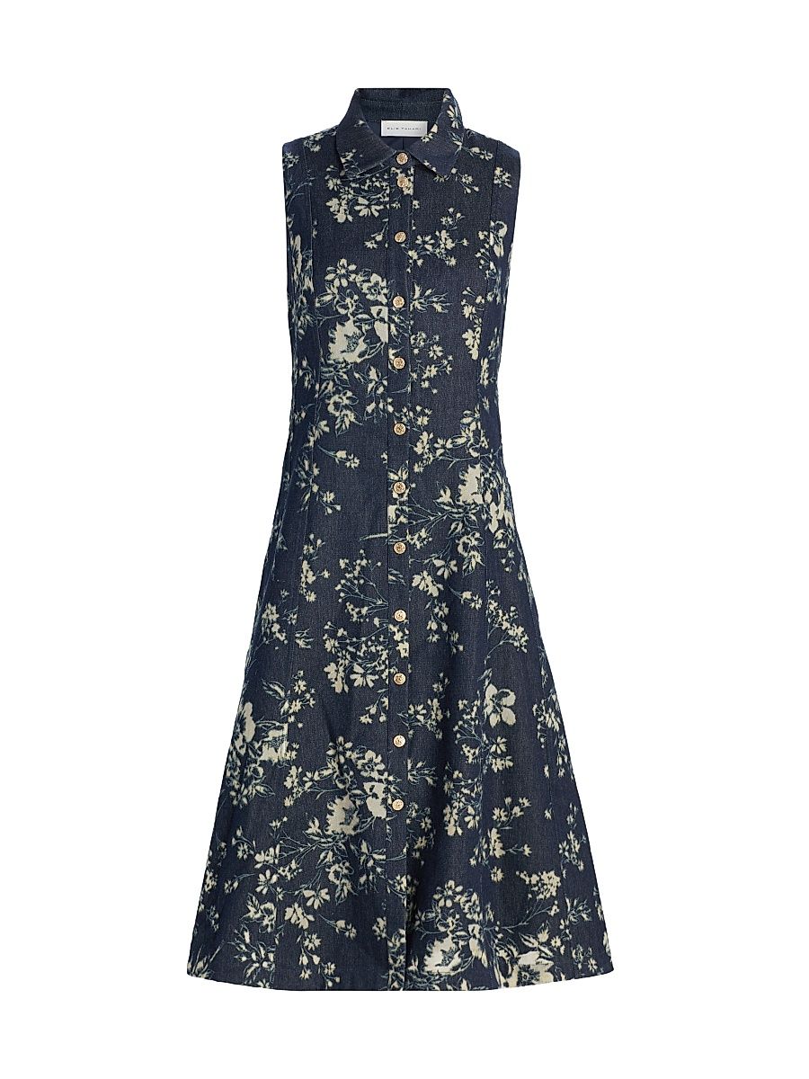 Women's The Gabby Denim Burnout Midi-Shirtdress - Dark Denim - Size 16