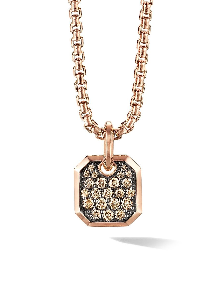 Men's Roman Amulet in 18K Rose Gold - Cognac Diamond