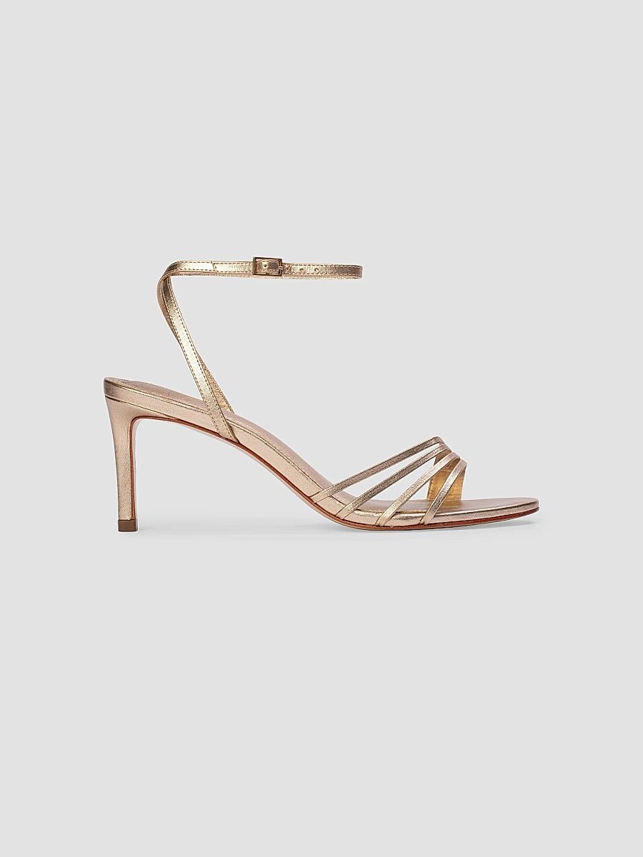 Black Suede Studio Women's Ella 70MM Metallic Sandals - Gold Metallic Leather - Size 9.5