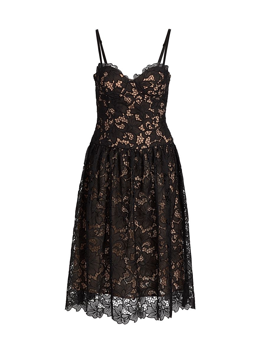 Women's Flyn Sweetheart Lace Midi-Dress - Black - Size 10