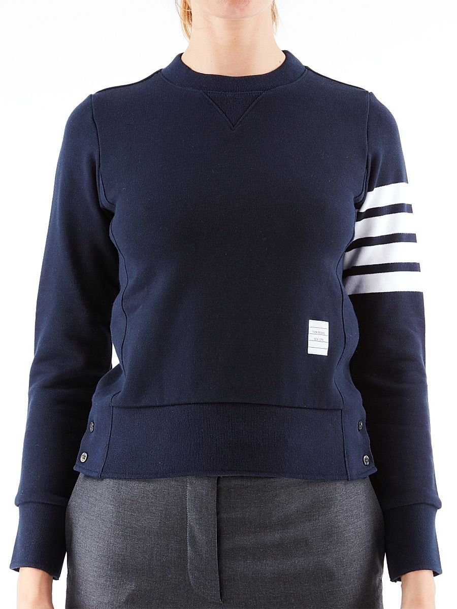 Women's Slim Cotton Crewneck Sweatshirt - Navy - Size 2