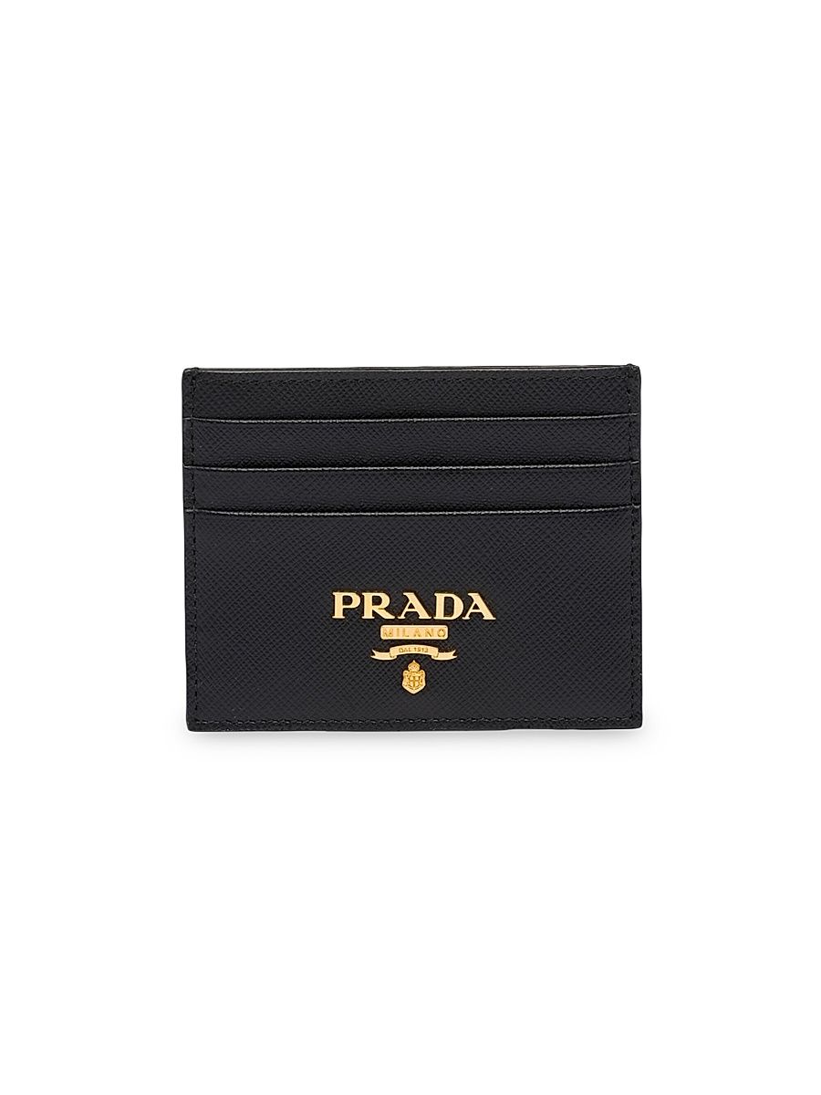 Women's Saffiano Leather Card Holder - Black