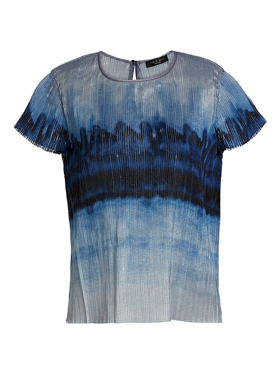 Women's Hailey Printed Organza Top - Light Blue Multi - Size Small