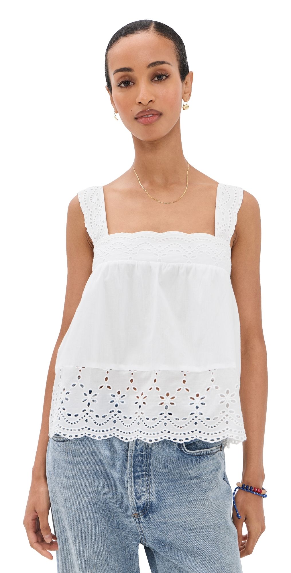 Playa Lucila Eyelet Tank White L