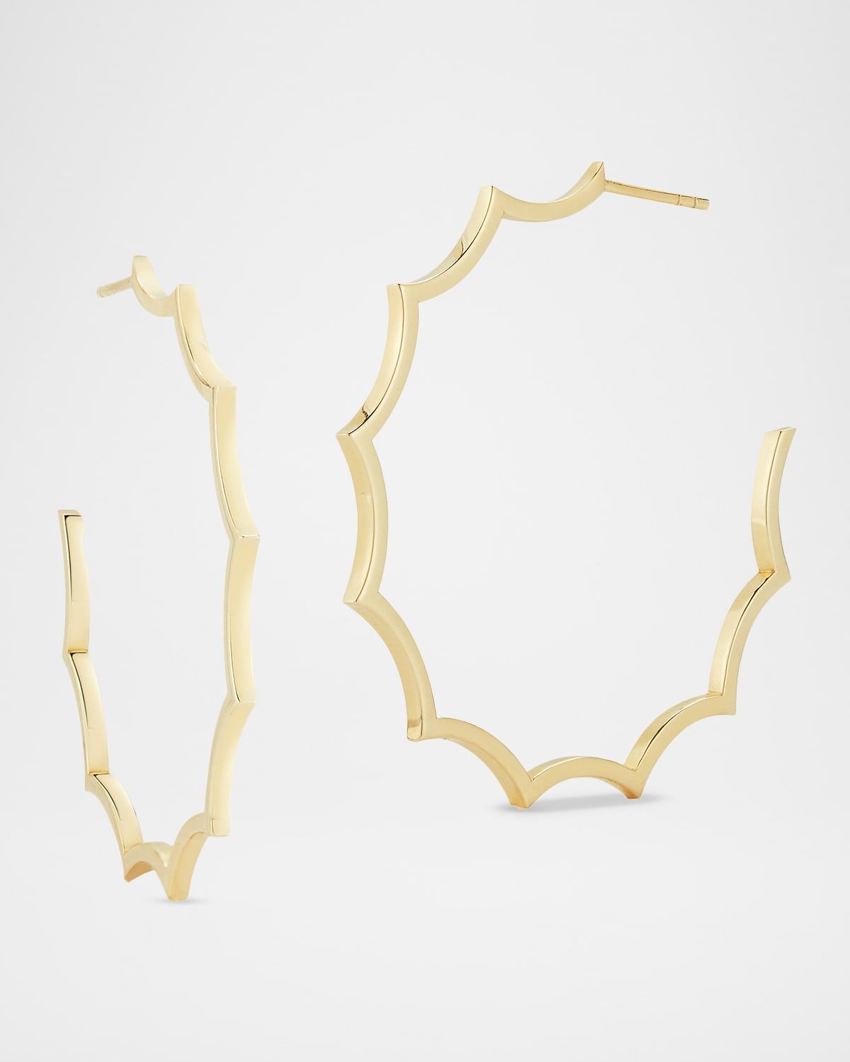 Clive 18K Yellow Gold Large Scalloped Hoop Earrings