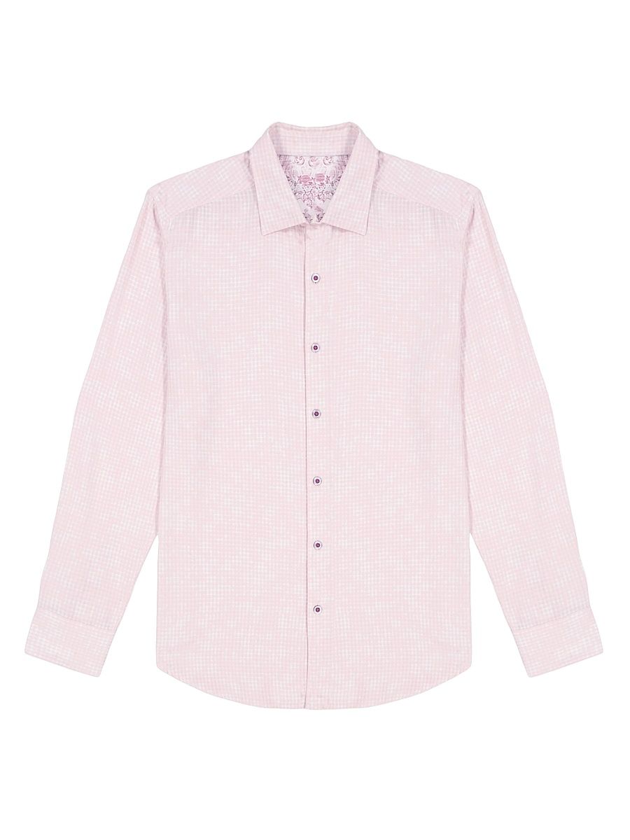 Men's Angola Plaid Button-Front Shirt - Pink - Size XXL