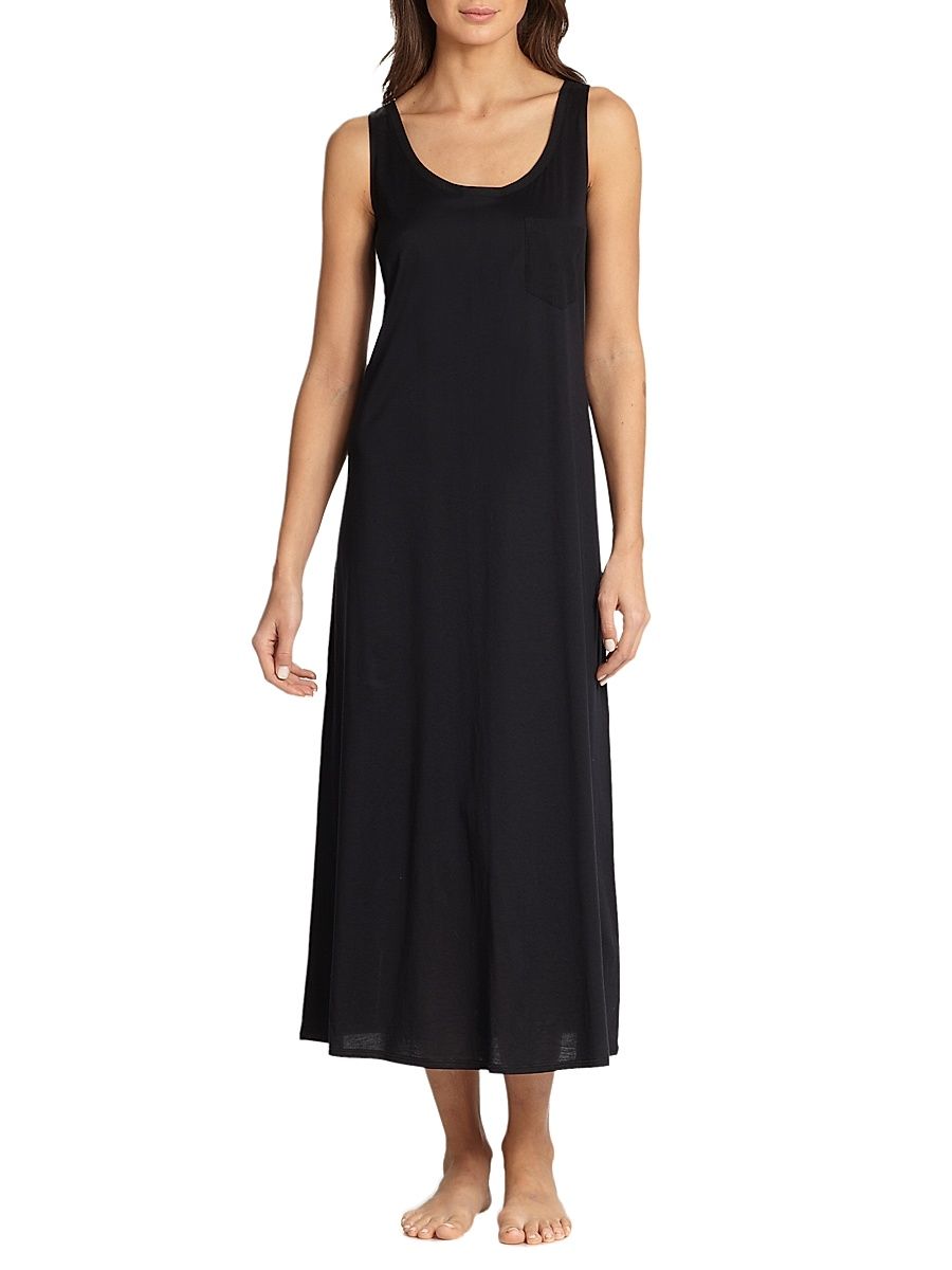 Women's Cotton Deluxe Long Tank Gown - Black - Size XL