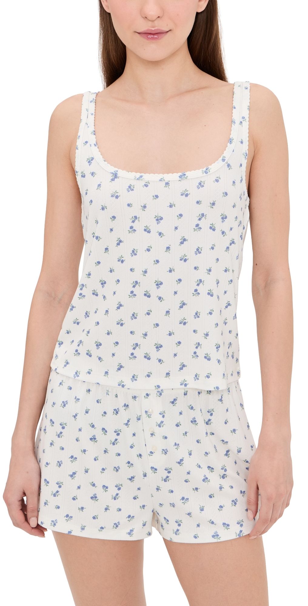 HONEYDEW Blissful Tank Shortie Set Ivory Ditsy M