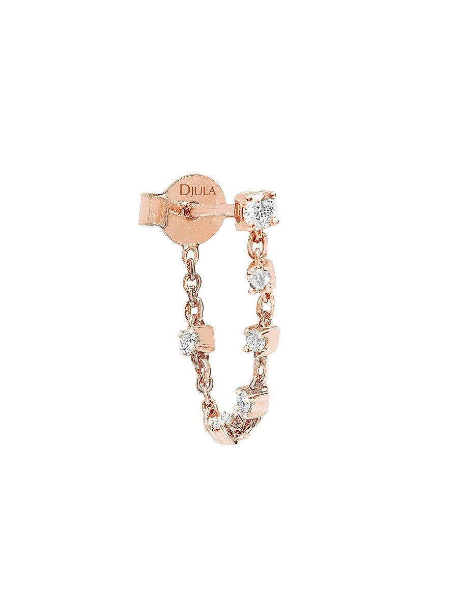 Djula Women's Glam Rock 18K Rose Gold & Diamond Single Huggie Hoop - Pink Gold