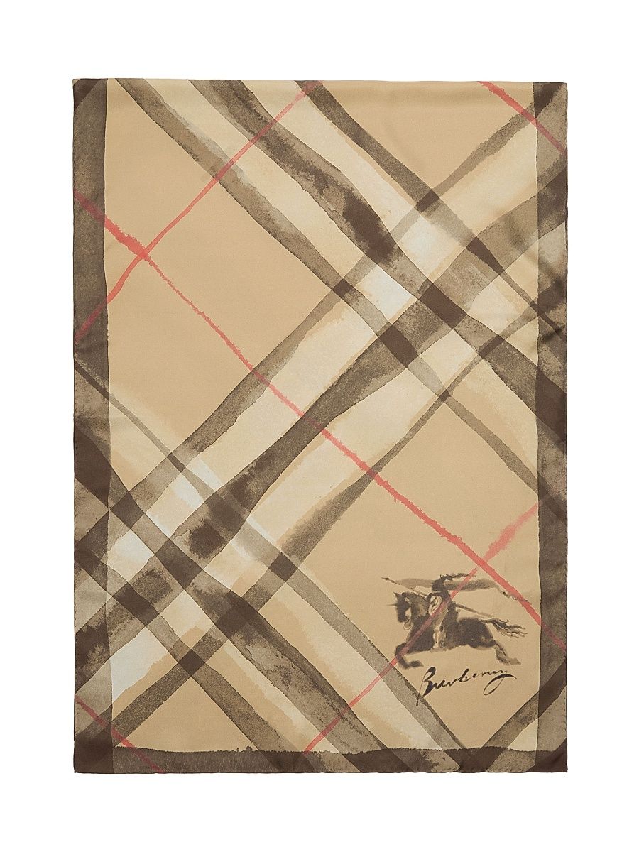 Women's Checked Silk Scarf - Sand