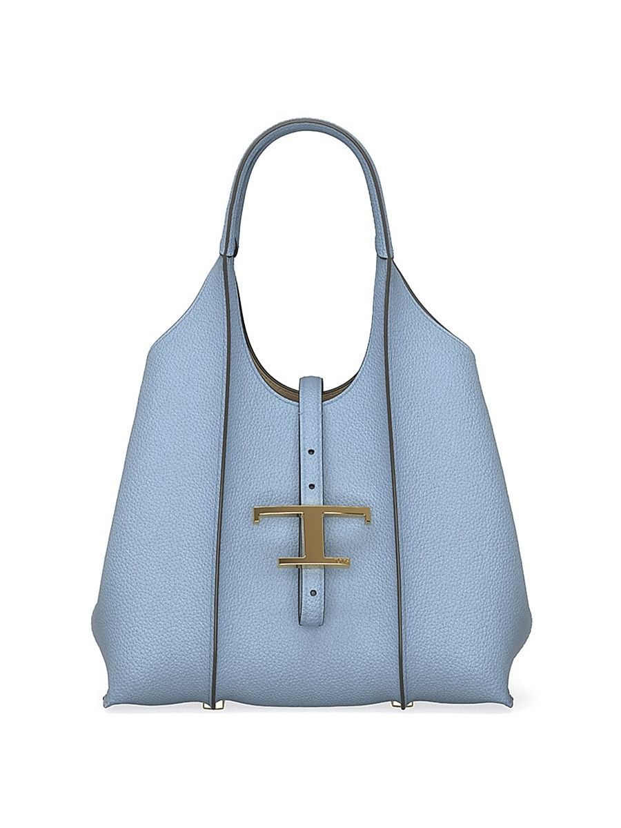 Women's Mini Leather Shopping Bag - Carta Zucc Chiaro