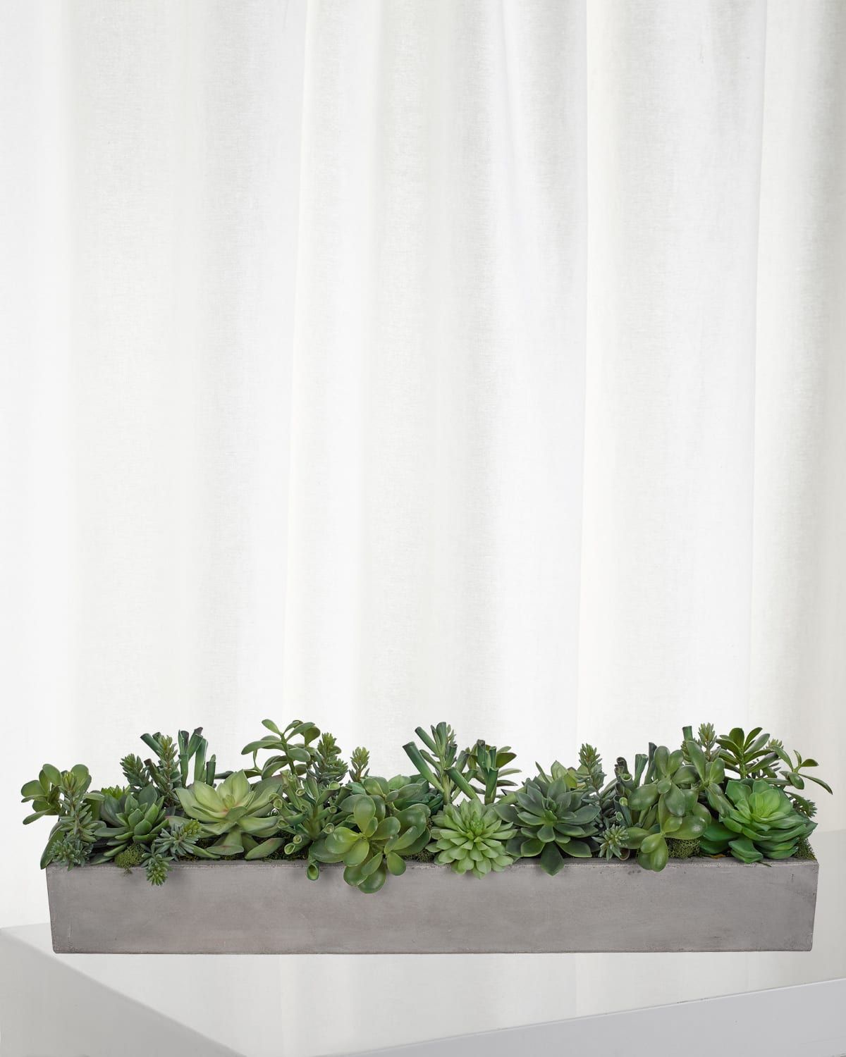 Faux Succulent Plant in Rectangle Concrete Planter
