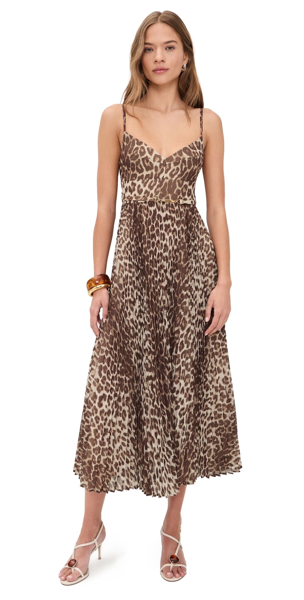 Zimmermann Sunray Pleated Picnic Dress Leopard 0