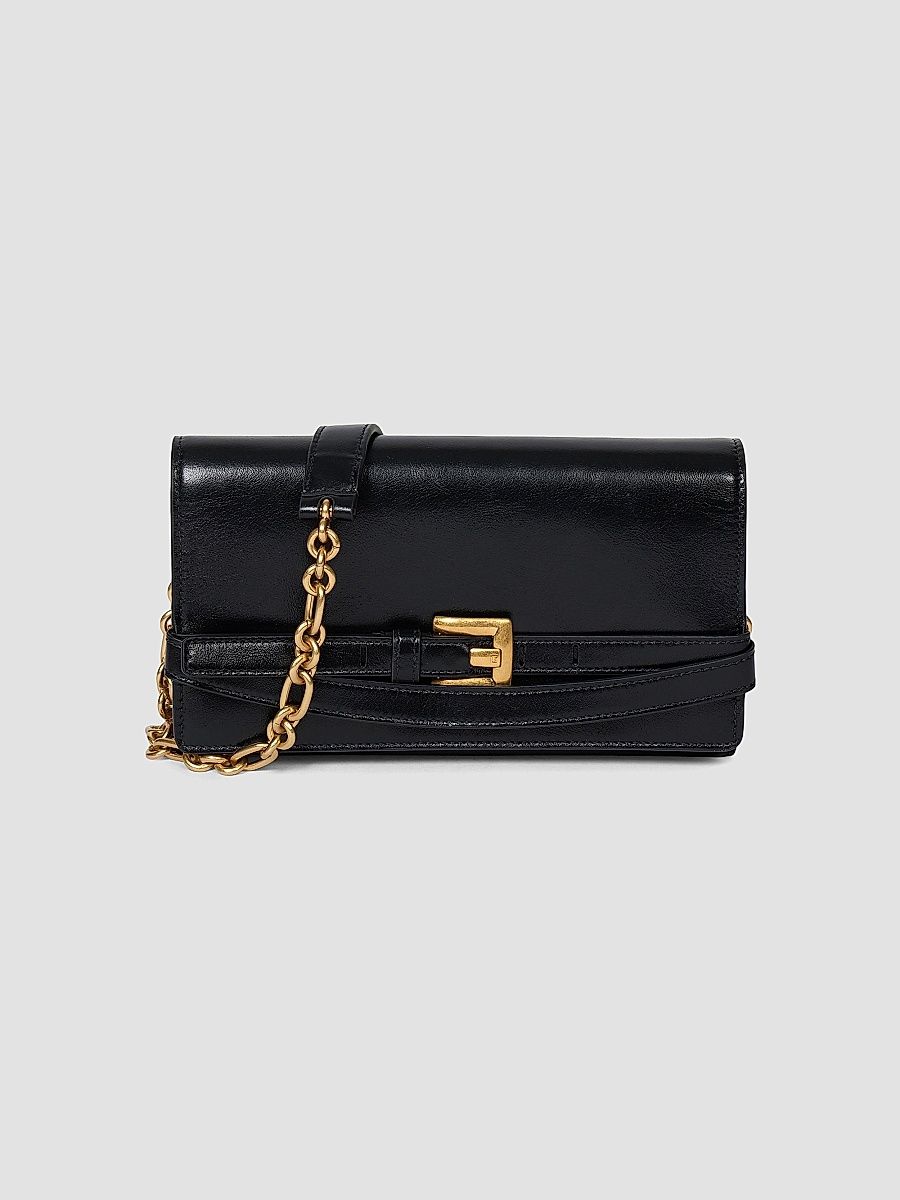 Balmain Women's Shuffle Leather Wallet On Chain Bag - Noir