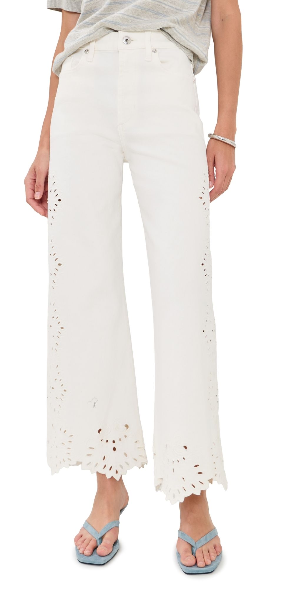 Joe's Jeans The Mia Embroidered Jeans Ecru Floral 30