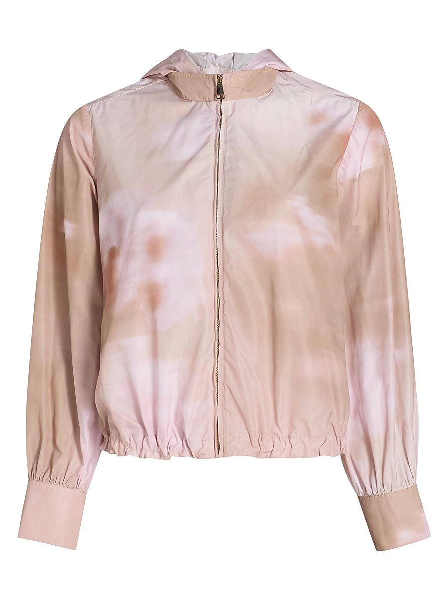 Women's Abstract Floral Taffeta Hooded Jacket - Memento Rosae - Size 2