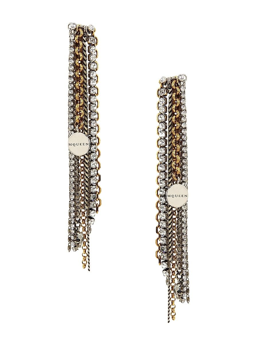 Women's Banshee Two-Tone & Crystal Chain Earrings - Pearl Grey