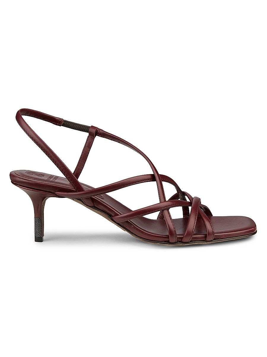 Women's Strappy Leather Slingback Sandals - Orzo - Size 7.5