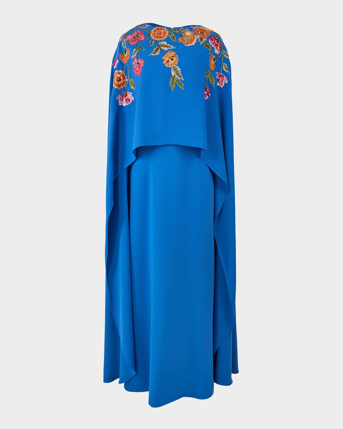 Floral Embroidered Cape Caftan Gown