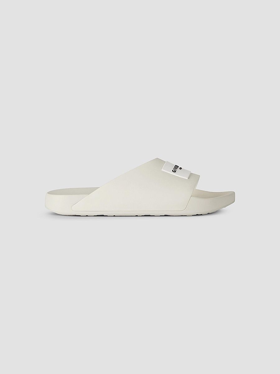 Givenchy Men's Label Slide Mules in Rubber - Ivory - Size 13