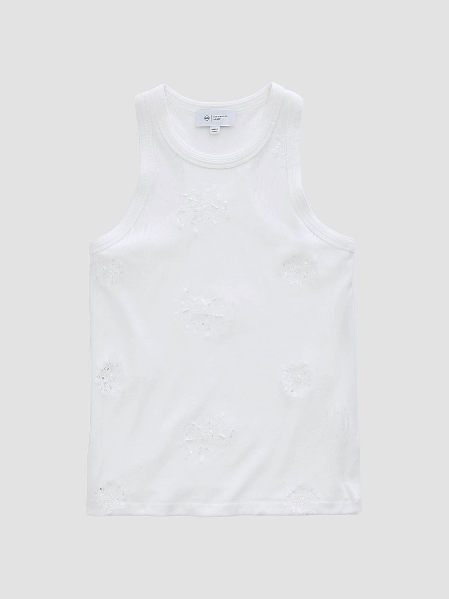 Women's Michelle Rib-Knit Tank - Silver Firework - Size XS