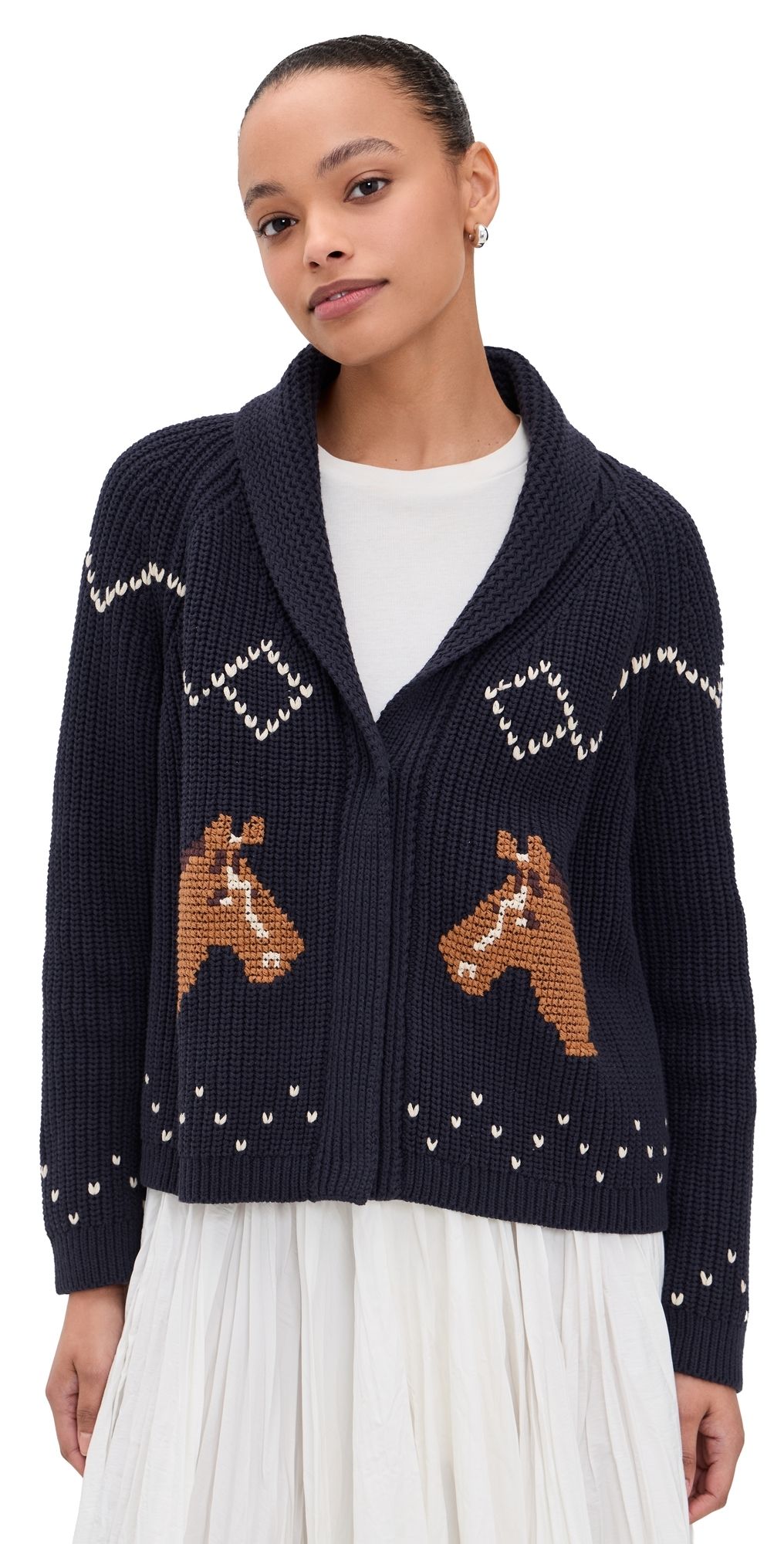 THE GREAT. The Horse Lodge Cardigan Navy 2