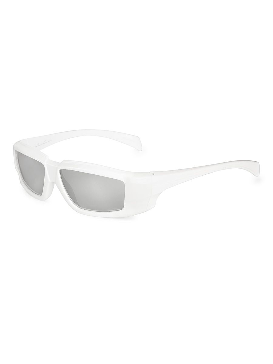 Men's 57MM Rectangular Sunglasses - White