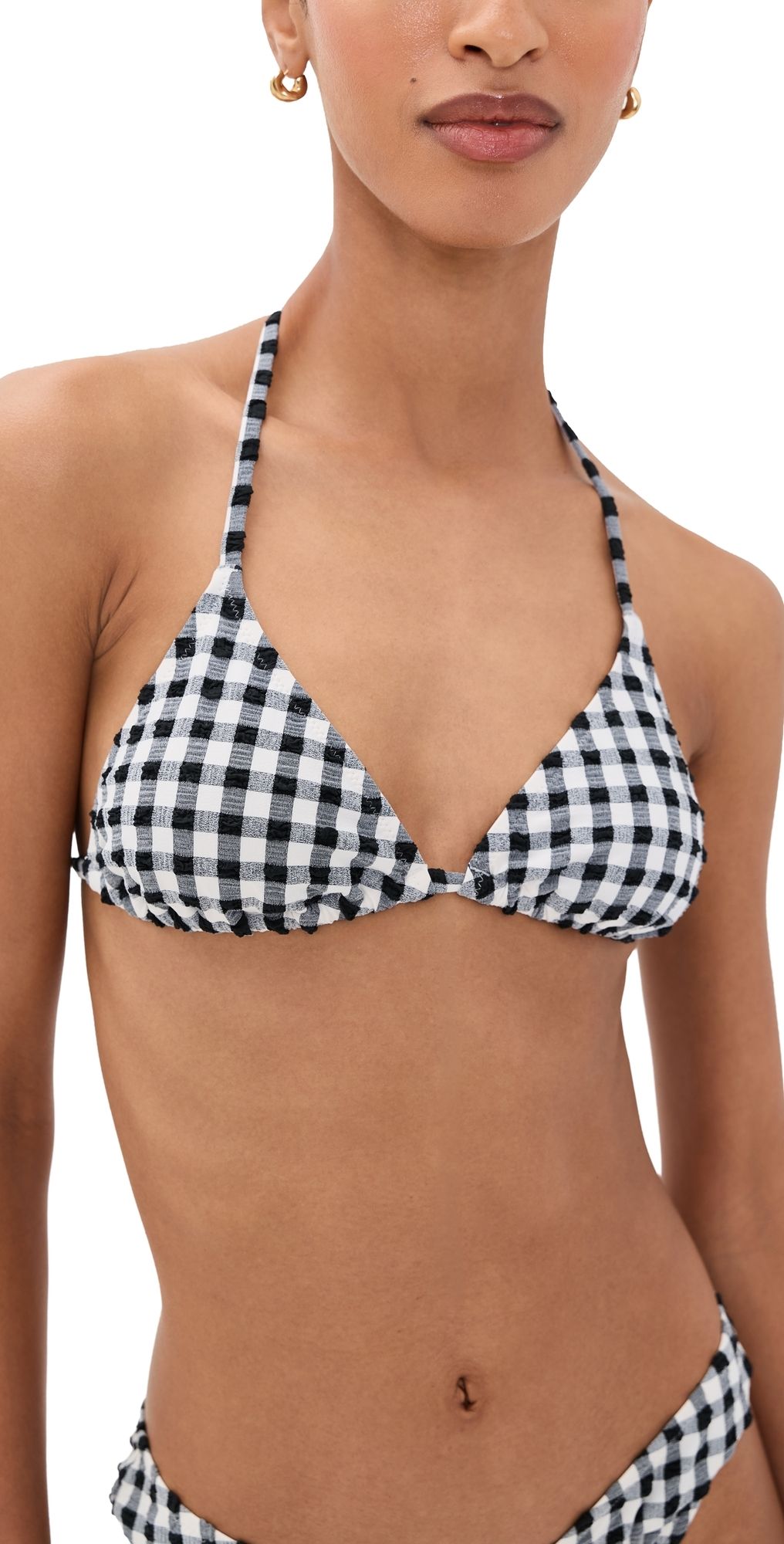 LE BOP Triangle Bikini Top Gingham (Black/White) M