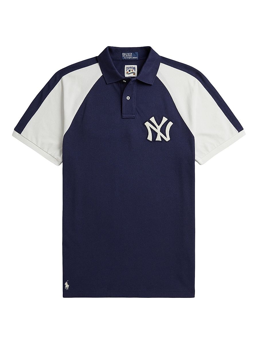Men's Polo Ralph Lauren x Major League Baseball Yankees Cotton Polo Shirt - Dark Cobalt Deckwash White - Size XXL