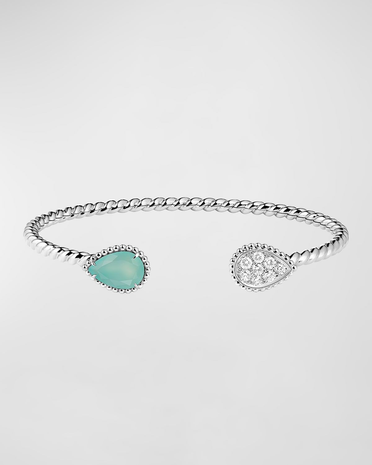 Serpent Boheme 18K White Gold Aquaprase & Diamond Bracelet