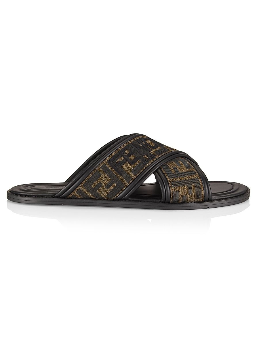 Men's Cross-Strap FF Logo Sandals - Tabacco Nero - Size 9