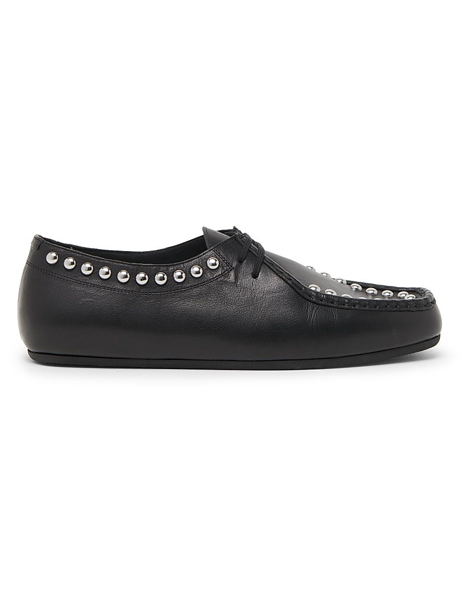 Men's Studded Lace-Up Leather Shoes - Black - Size 11