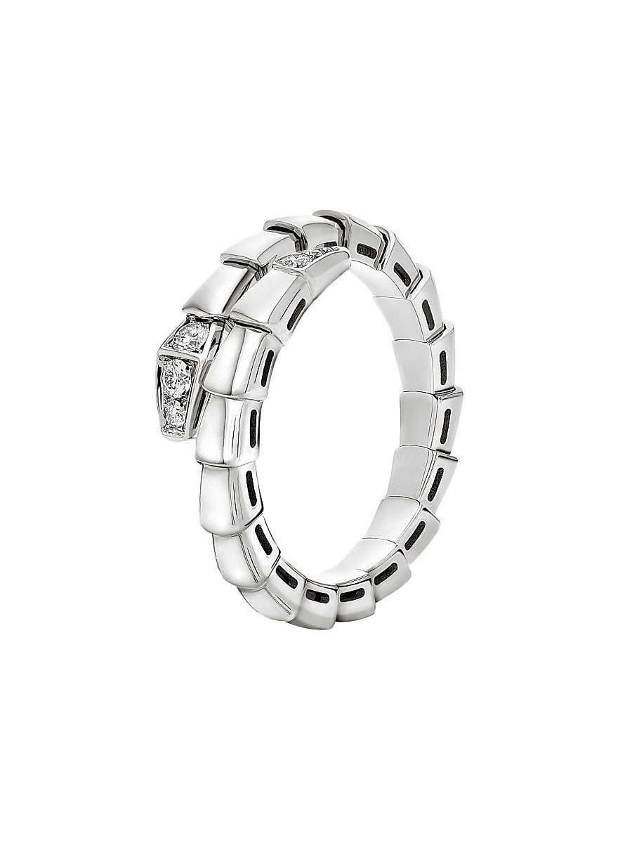 Women's Serpenti Viper 18K White Gold & 0.14 TCW Diamond Ring - White Gold - Size 7