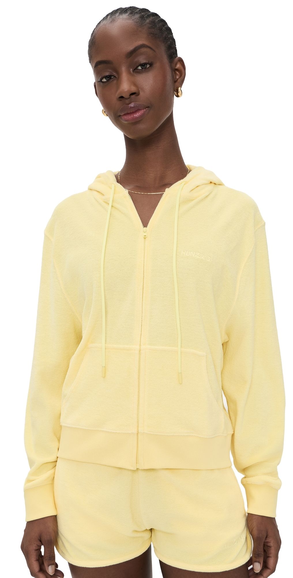 Hunza G Terry Zip Up Butter XL
