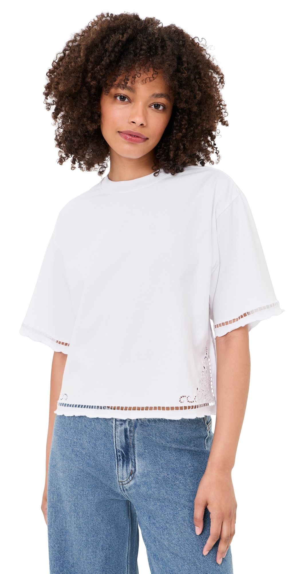 Madewell Boxy Tee Eyelet White XL