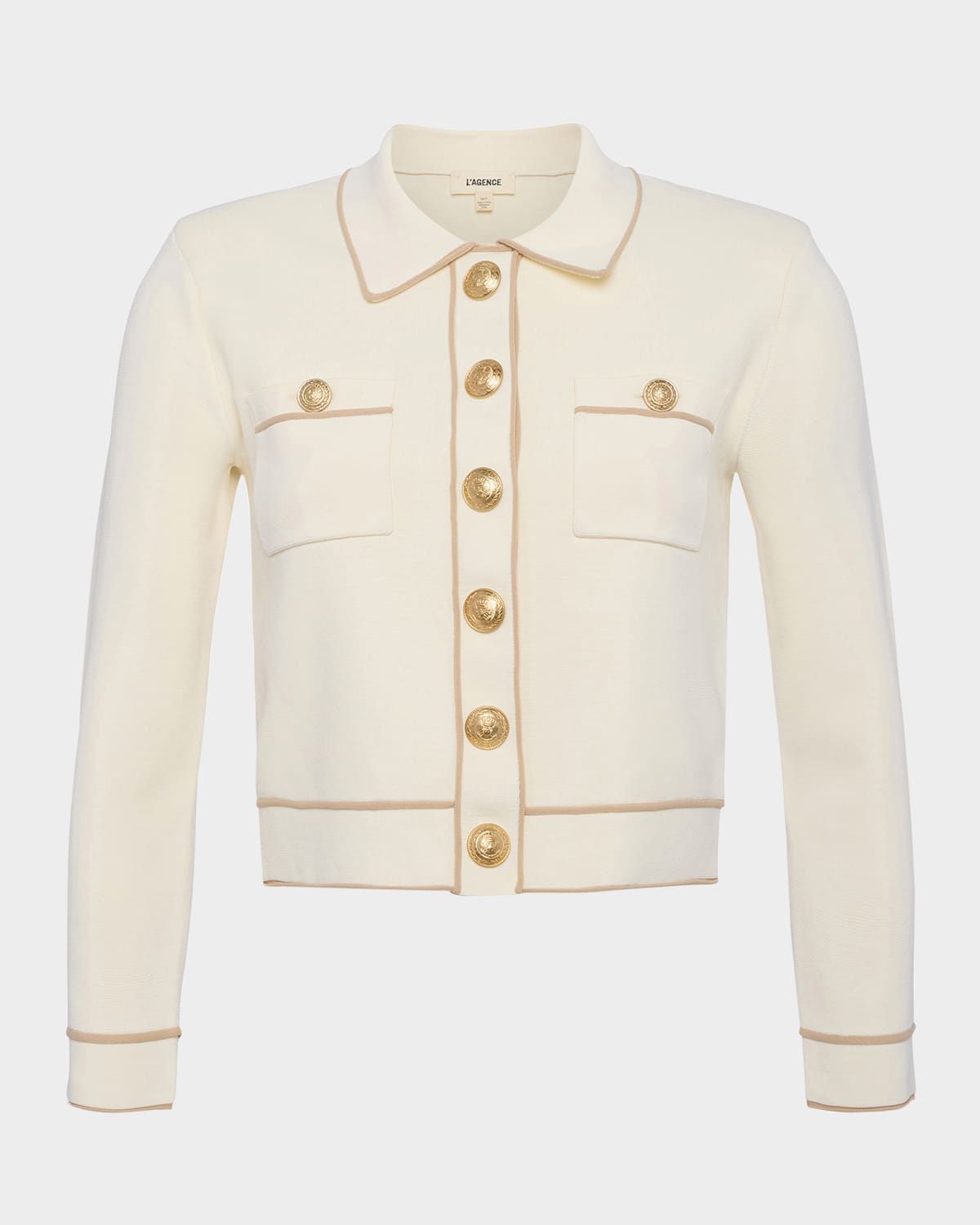 Neo Contrast-Trim Cropped Cardigan