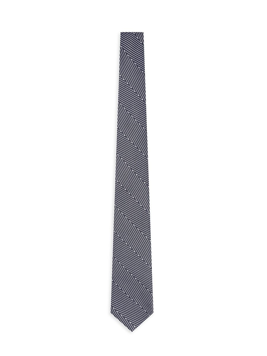 Men's Geometric Line Silk Tie - Gray Fancy